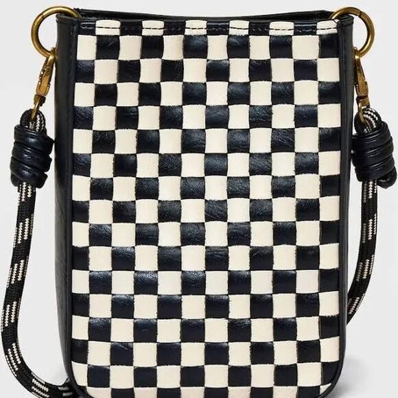 Universal Thread Handbags - Universal Thread Black & White woven Checkered Crossbody Bag – Gold Hardware
